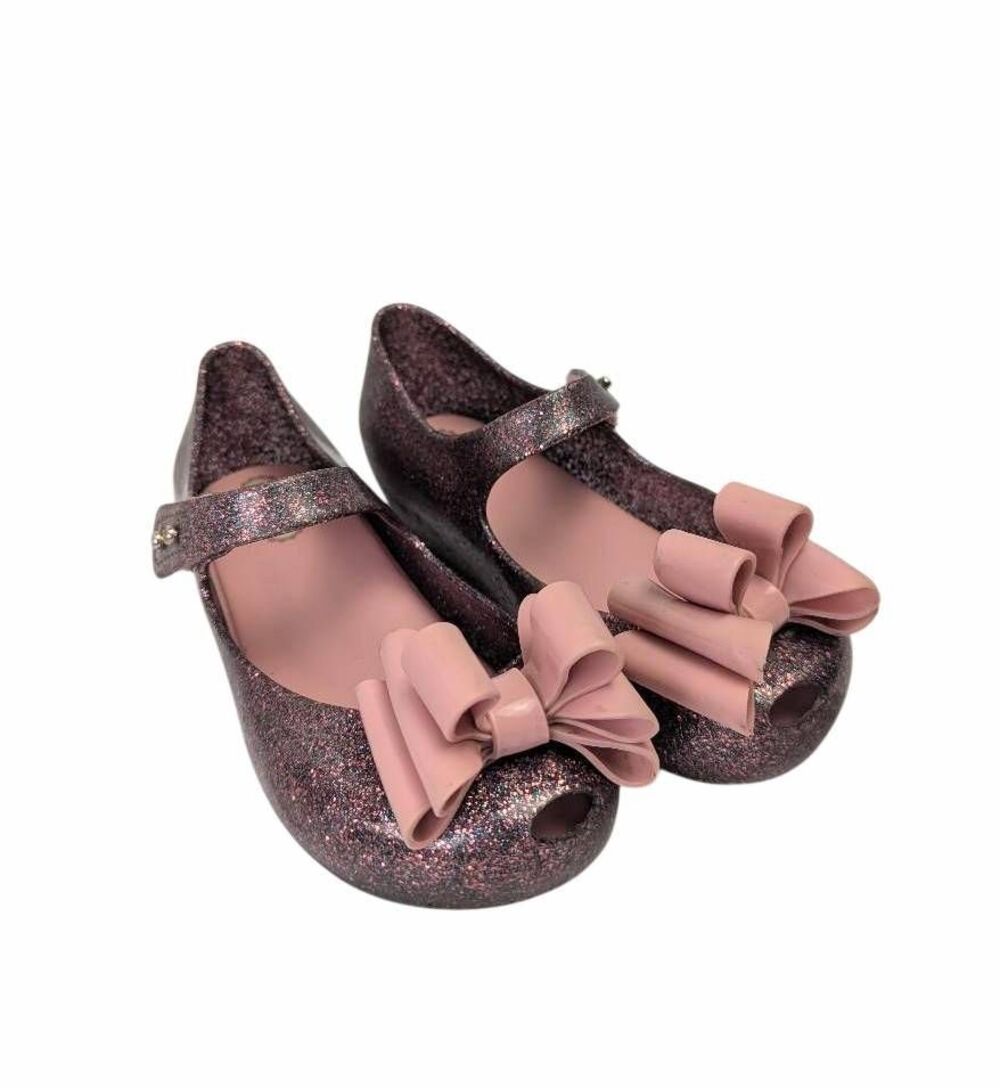 Mini Melissa ultragirl sweet pink purple glitter bow Mary Jane toddler girls 10